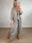 Full Size One Button Casual Top and Pants Set Plus Size