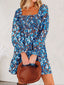 Smocked Bodice High Waist Ruffled Sleeve Floral Dress