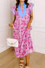 Floral Print Ruffle Cap Sleeve Dress