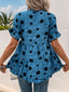 Perfee Polka Dot Notched Short Sleeve Shirt