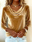 Velvet Cowl Neck Long Sleeve Top