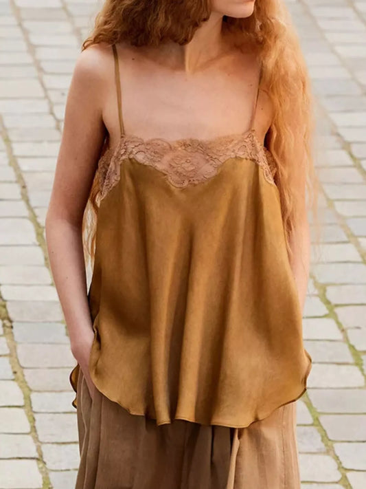 Lace Trim Flowy Cami Top