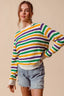 SO ME Mardi Gras Color Stripe Knit Sweater Top