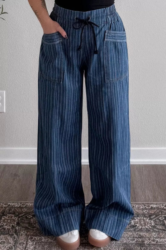 Striped Wide-Leg Jeans