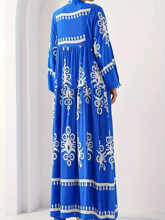Bohemian Print Long Sleeve Maxi Dress