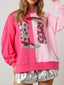 Sequin Boots Color Block Sweatshirt