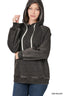 Zenana Acid Wash Fleece Hoodie with Drawstring