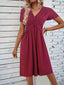 V-Neck Short Sleeve Midi Dress