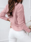 Textured Openwork Round Neck Sweater