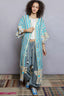 POL Striped and Floral Pattern Crochet Longline Cardigan