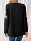 Perfee Lace Detail Quarter Zip Long Sleeve Top