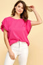 Lime 'N' Chili Round Neck Double Ruffle Cap Sleeve Top