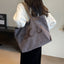 Letter Graphic Large Canvas Handbag
