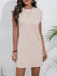 Round Neck Cap Sleeve Mini Dress with Pockets