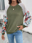 Perfee Printed Round Neck Long Sleeve Knit Top