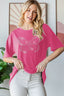 Heimish Full Size Rhinestone Butterfly Round Neck Short Sleeve T-Shirt Plus Size