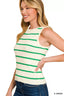 Zenana Round Neck Stripe Knit Tank Top