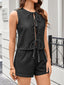 Tie Front Sleeveless Top and Shorts Denim Set