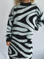 Oversized Zebra Print Long Sleeve Sweater