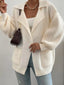 Solid Color Knit Lapel Collar Single Button Sweater Cardigan