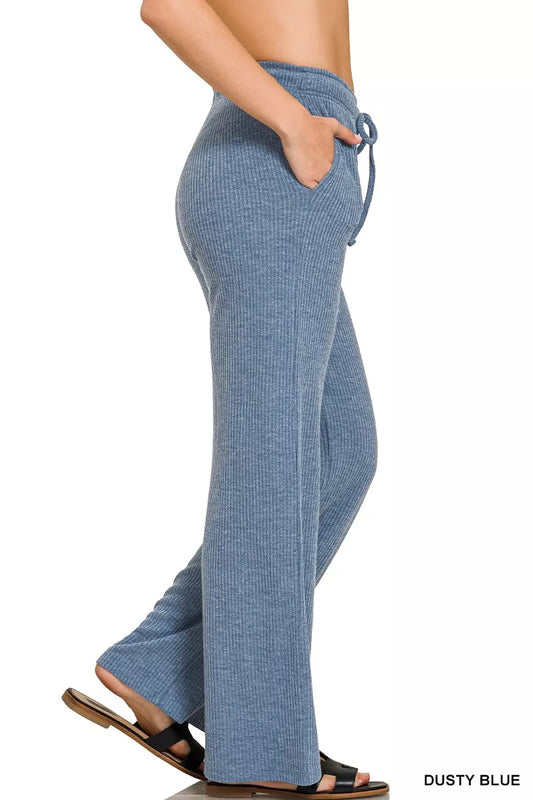 Zenana Ribbed Drawstring Lounge Pants