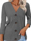 V-Neck Button Front Casual Top
