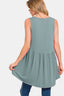 Zenana Round Neck Wide Strap Babydoll Top