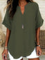 Casual Notched Short Sleeve Blouse