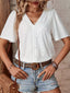 Eyelet Lace Detail Short Sleeve Blouse