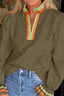 Notched Flounce Sleeve Blouse