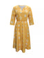 Notched 3/4 Sleeve Midi Dress