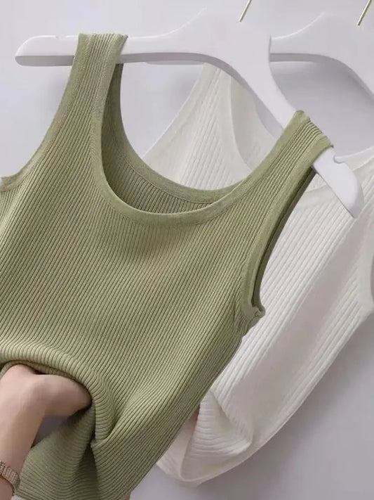 Plus Size Ribbed Knit Scoop Neck Tank Top