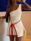 Contrast Trim Single Shoulder Mini Dress