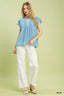 Umgee Scalloped Trim Flutter Sleeve Top