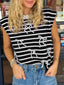 Bow Striped Round Neck Sweater Vest