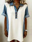 Denim Patchwork Button Front Mini Dress