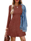 Ribbed Knit Long Sleeve A-Line Dress
