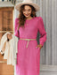 Ribbed Knit Puff Sleeve Casual Mini Dress