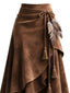 Full Size Tassel Suede Asymmetrical Skirt Plus Size