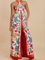 Printed Halter Wide-Leg Jumpsuit
