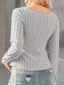 Ribbed Round Neck Long Sleeve Knit Top