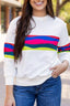 Contrast Striped Round Neck Top