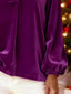 Full Size Velvet V-Neck Balloon Sleeve Blouse Plus Size