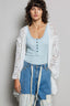 POL Openwork Lightweight Open Front Cardigan with Scalloped Edge