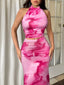 Tie-Dye Halter Top and Mermaid Skirt Set