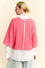 Davi & Dani Faux Layered French Terry Contrast Top