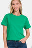 Zenana Round Neck Short Sleeve Cropped T-Shirt