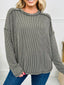 Twist Ribbed Exposed Seam Detail Long Sleeve Loose Top