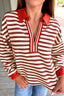Striped Quarter-Zip Collar Sweatshirt