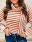 Striped Cowl Neck Long Sleeve Sweater